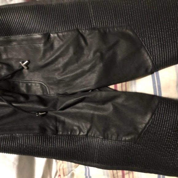 WOMANS LIMITED EDITION BALMAIN X H&M  BLACK CHIC LEATHER BIKER JOGGERS SIZE XS - Picture 9 of 16